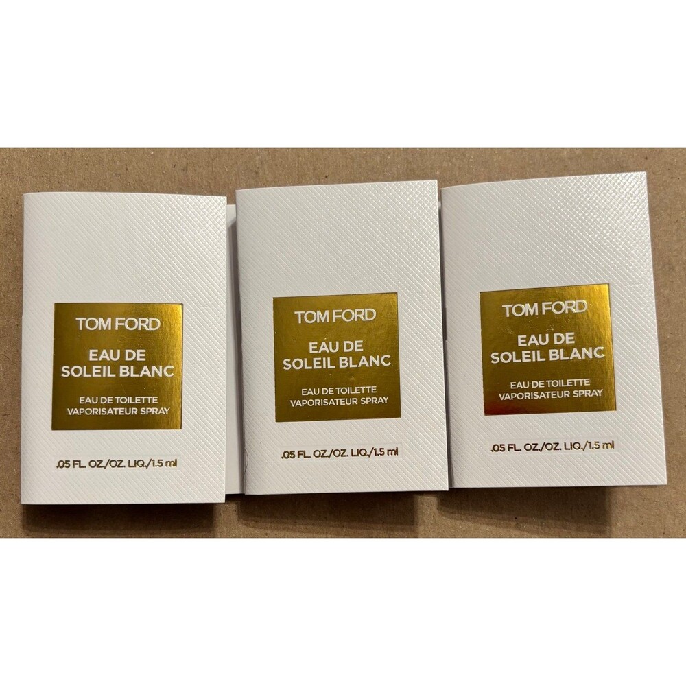 Lot of 3 Tom Ford Eau de Soleil Blanc EDT Sample Spray Cards 1.5ml